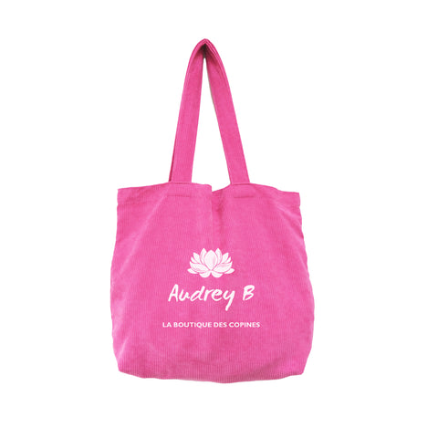 Zak stof met tekst AU fushia model leonie